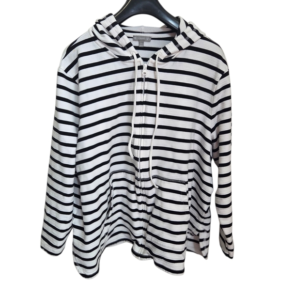 Striped Black and White Hoodie Size 3X - Picture 1 of 6